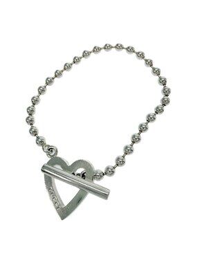 Gucci Silver Ball Chain Heart Toggle Bracelet